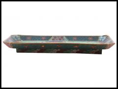 Early Meiji Japanese Cloisonne Green Enamel Tray with Wagon Blossoming Wisteria - 3903600