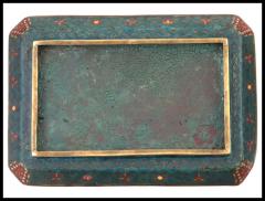 Early Meiji Japanese Cloisonne Green Enamel Tray with Wagon Blossoming Wisteria - 3903616