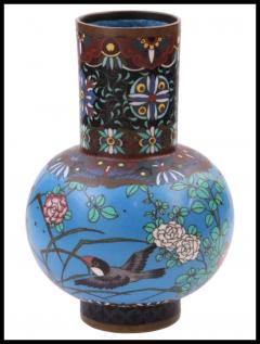 Early Meiji Period Japanese Cloisonne Enamel Bulbous Vase with Geometric - 3903727