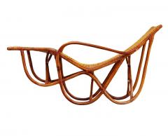 Early Mid Century Modern Sculptural Bamboo Rattan Chaise Lounge Chair - 2011835