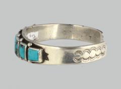 Early Navajo row bracelet with graduated rectangular stones - 1319243