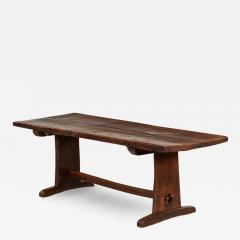 Early Thick Top Trestle Table - 3673469