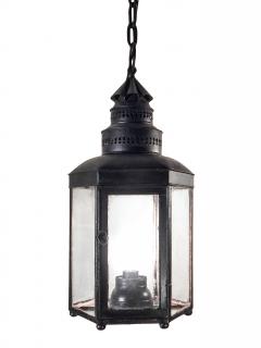 Early Tole Black Lantern with Glass Bottom - 2990447