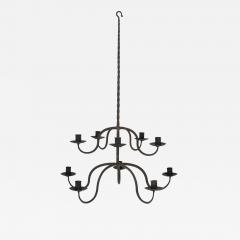 Early Two Tier Forged Iron Chandelier - 2747823