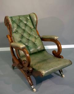 Early Victorian Carved Mahogany Reclining Wing Armchair - 2549591