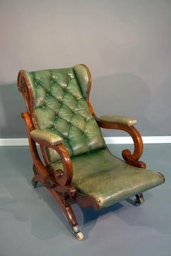 Early Victorian Carved Mahogany Reclining Wing Armchair - 2549615