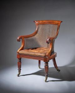 Early William IV Mahogany Berg re Armchair of Large Scale with original leather - 3123442