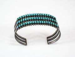 Early Zuni petit point bracelet with rectangular stones - 4096849
