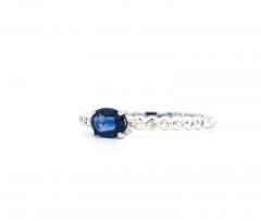 East West Natural Oval Cut Blue Sapphire and Diamond 18K White Gold Textured - 3513176