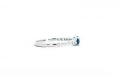 East West Natural Oval Cut Blue Sapphire and Diamond 18K White Gold Textured - 3513177