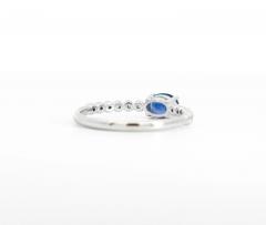 East West Natural Oval Cut Blue Sapphire and Diamond 18K White Gold Textured - 3513183
