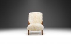 Easy Recliner Chair in Off White Sheepskin Denmark 1960s - 3570658