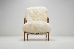 Easy Recliner Chair in Off White Sheepskin Denmark 1960s - 3570661