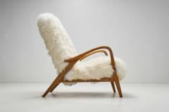 Easy Recliner Chair in Off White Sheepskin Denmark 1960s - 3570663