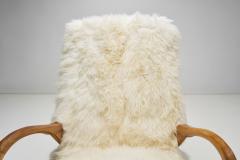 Easy Recliner Chair in Off White Sheepskin Denmark 1960s - 3570665