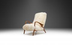 Easy Recliner Chair in Off White Sheepskin Denmark 1960s - 3582151