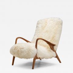 Easy Recliner Chair in Off White Sheepskin Denmark 1960s - 3590825