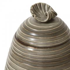 Ebbe Sadolin Unique Covered Jar with ridged texture and shell finial by Ebbe Sandolin - 781631