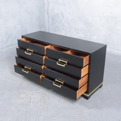 Ebonized 1960s Mid Century Modern Dresser with Brass Accents - 3254126