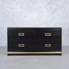 Ebonized 1960s Mid Century Modern Dresser with Brass Accents - 3254127