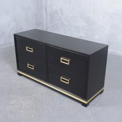 Ebonized 1960s Mid Century Modern Dresser with Brass Accents - 3254128