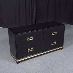 Ebonized 1960s Mid Century Modern Dresser with Brass Accents - 3254129