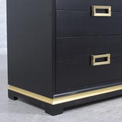 Ebonized 1960s Mid Century Modern Dresser with Brass Accents - 3254135