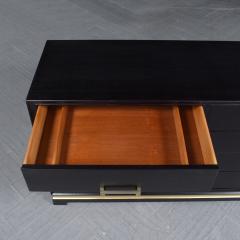 Ebonized 1960s Mid Century Modern Dresser with Brass Accents - 3254136