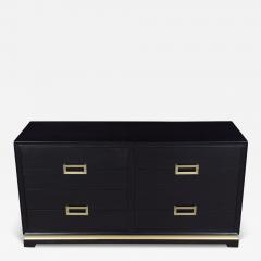 Ebonized 1960s Mid Century Modern Dresser with Brass Accents - 3272155