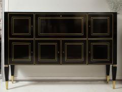 Ebonized Brass Inlaid Cabinet on Tapered Legs - 1834495