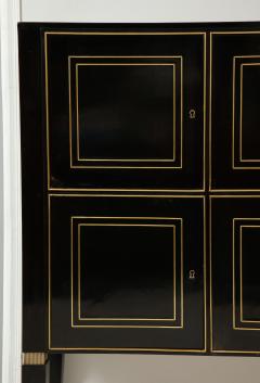Ebonized Brass Inlaid Cabinet on Tapered Legs - 1834499