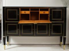 Ebonized Brass Inlaid Cabinet on Tapered Legs - 1834501