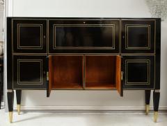 Ebonized Brass Inlaid Cabinet on Tapered Legs - 1834505
