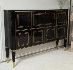 Ebonized Brass Inlaid Cabinet on Tapered Legs - 1834507