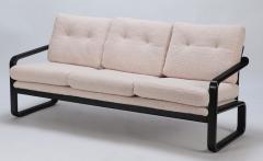 Ebonized French three seat sofa recently upholstered in Boucle fabric - 3242913