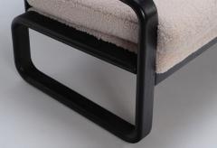 Ebonized French three seat sofa recently upholstered in Boucle fabric - 3242917