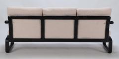 Ebonized French three seat sofa recently upholstered in Boucle fabric - 3242918