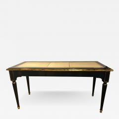 Ebonized Jansen Style Coffee Table with a Greek Key Design and Leather Top - 3018429