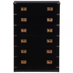 Ebonized Mahogany Campaign Style Tall Chest C 1960  - 4497456