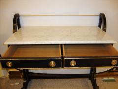 Ebonized Marble Top Server or Sofa Table Attributed to Jansen - 3006602