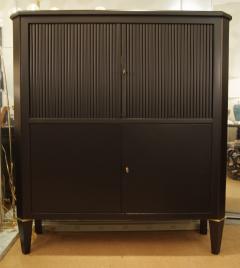 Ebonized Tambour Bar Cabinet in the Style of Maison Ramsay - 155365