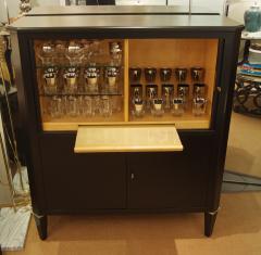 Ebonized Tambour Bar Cabinet in the Style of Maison Ramsay - 155366