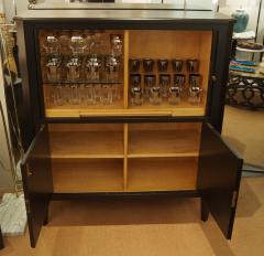 Ebonized Tambour Bar Cabinet in the Style of Maison Ramsay - 155367