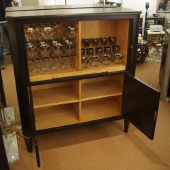 Ebonized Tambour Bar Cabinet in the Style of Maison Ramsay - 155368