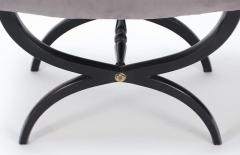 Ebonized and upholstered cerule form stool with new fabric C 1940 - 3248956