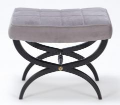 Ebonized and upholstered cerule form stool with new fabric C 1940 - 3248958