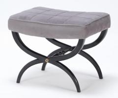 Ebonized and upholstered cerule form stool with new fabric C 1940 - 3248959