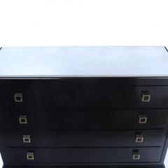 Ebonized marble top dresser having geometric brass drawer pulls C 1960  - 3247440