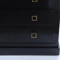 Ebonized marble top dresser having geometric brass drawer pulls C 1960  - 3247441