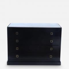 Ebonized marble top dresser having geometric brass drawer pulls C 1960  - 3251149